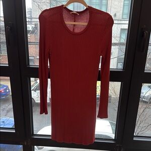 Reformation Red Long Sleeve Sheath Dress